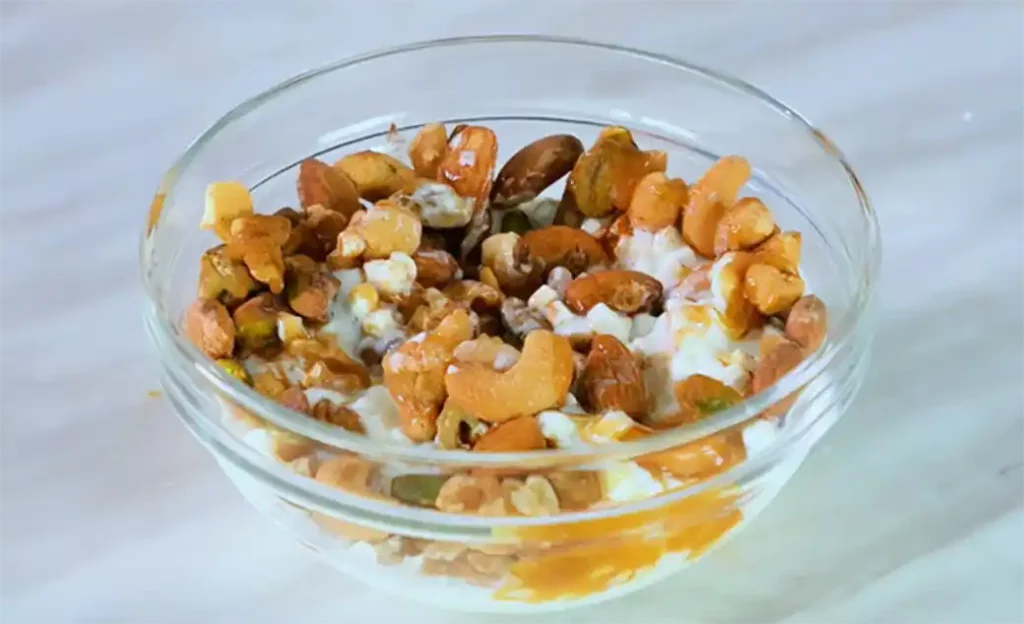 cottage cheese and nut mix snack